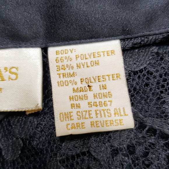 Vintage Victoria's Secret Lace Robe Satin Trim O/S Black Self Tie Belt Women's - Picture 6 of 15